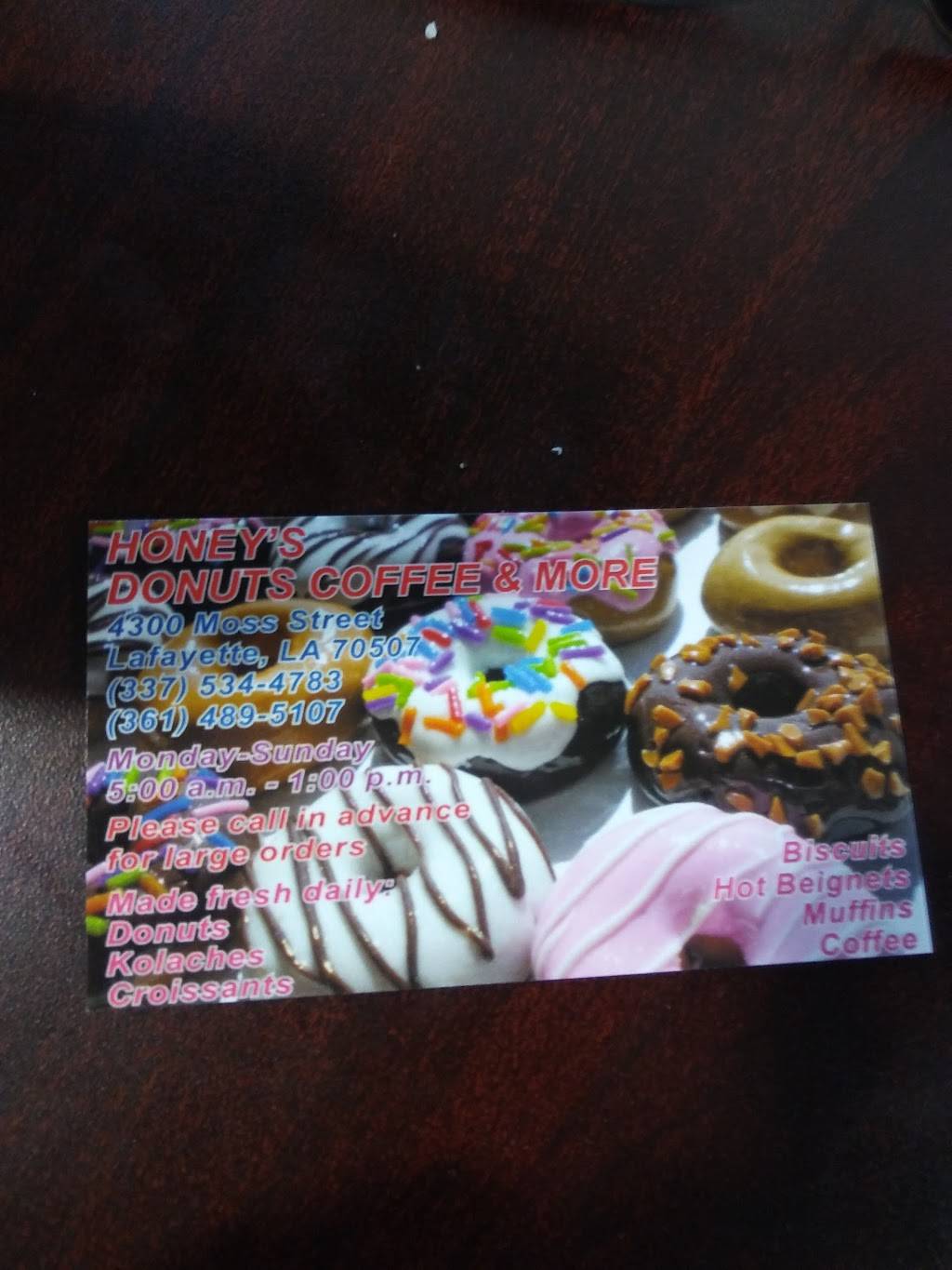 Honeys Donuts, Coffee & More | restaurant | 4300 Moss St, Lafayette, LA 70507, USA | 3375344783 OR +1 337-534-4783
