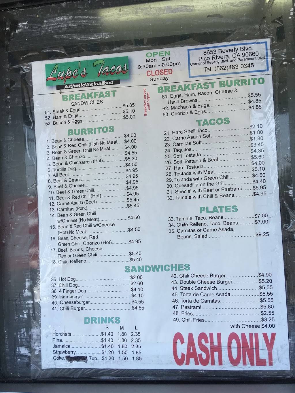 Lupes Restaurant | restaurant | 8653 Beverly Blvd, Pico Rivera, CA 90660, USA | 5624630345 OR +1 562-463-0345