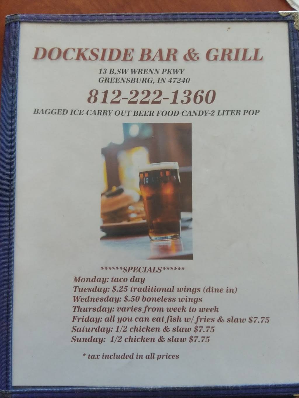 Dockside Beachfront Grill | restaurant | 13 SW Wrenn Pkwy, Greensburg, IN 47240, USA | 5132652448 OR +1 513-265-2448