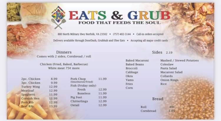 E’s EATS & GRUB | restaurant | 880 N Military Hwy, Norfolk, VA 23502, USA | 7579370118 OR +1 757-937-0118
