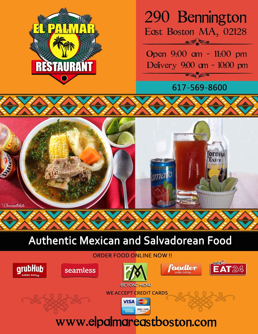 El Palmar Restaurant | meal delivery | 290 Bennington St, Boston, MA 02128, USA | 6175698600 OR +1 617-569-8600