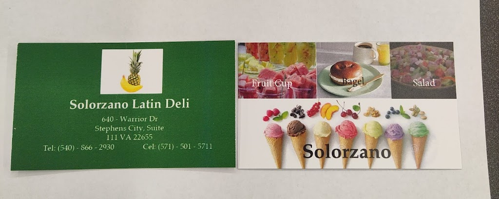 Solorzano Latin Deli | restaurant | 640 Warrior Dr Ste 111, Stephens City, VA 22655, USA | 5713015711 OR +1 571-301-5711