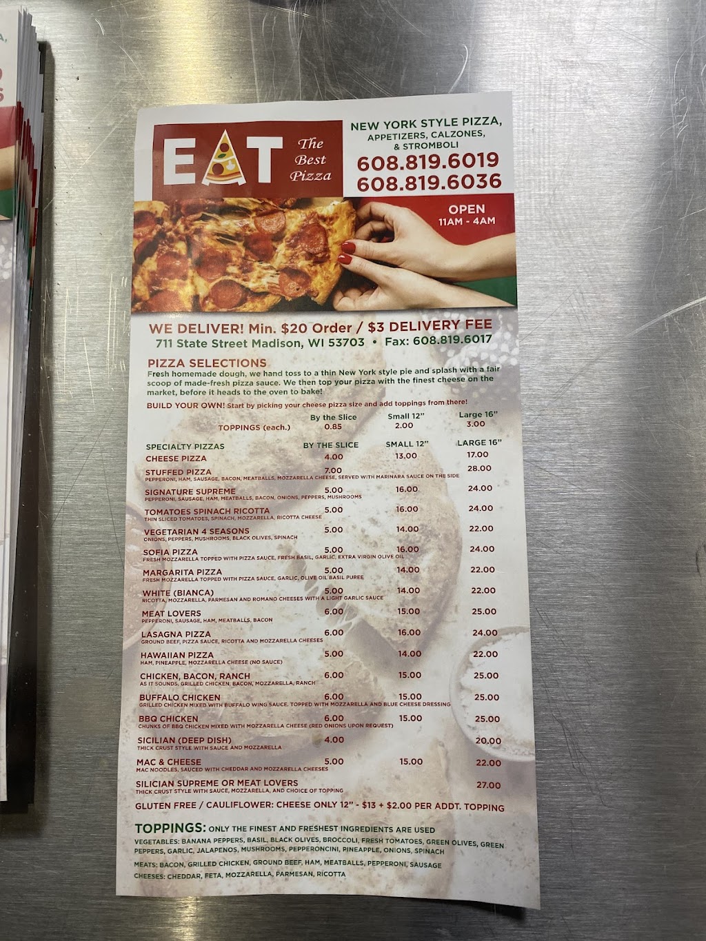 Eat the Best Pizza | restaurant | 711 State St, Madison, WI 53703, USA | 6088196019 OR +1 608-819-6019