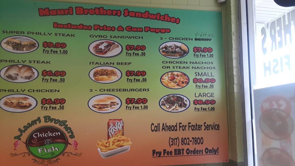 Mauri Brothers Chicken & Fish | restaurant | 9844 E 21st St, Indianapolis, IN 46229, USA | 3178027800 OR +1 317-802-7800