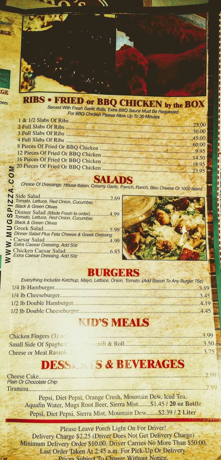 Mugs Pizza & Ribs | restaurant | 807 W Rand Rd, Arlington Heights, IL 60004, USA | 8473948030 OR +1 847-394-8030