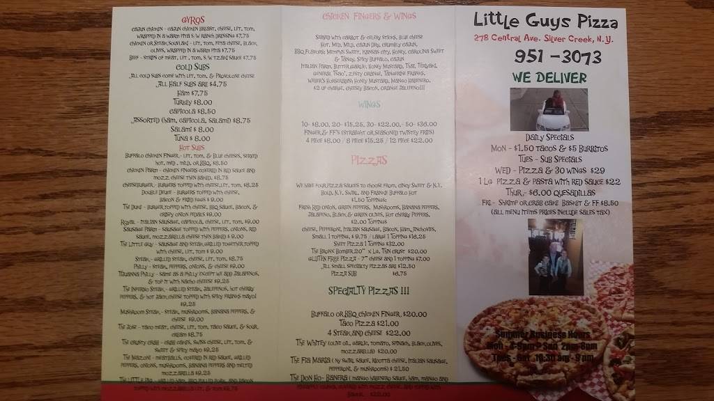 Little Guys Pizza | restaurant | 278 Central Ave, Silver Creek, NY 14136, USA | 7169513073 OR +1 716-951-3073