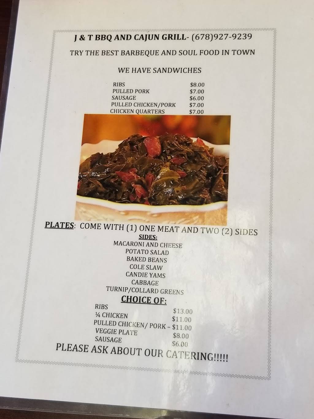 J & T BBQ and CAJUN GRILL | restaurant | 2701 Candler Rd suite b, Decatur, GA 30034, USA | 6789279239 OR +1 678-927-9239