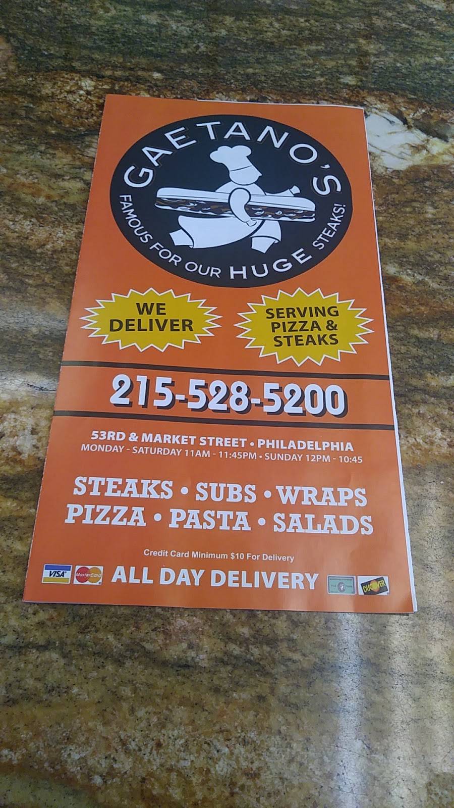 GAETANOS | restaurant | 5254 Market St, Philadelphia, PA 19139, USA | 2155285200 OR +1 215-528-5200