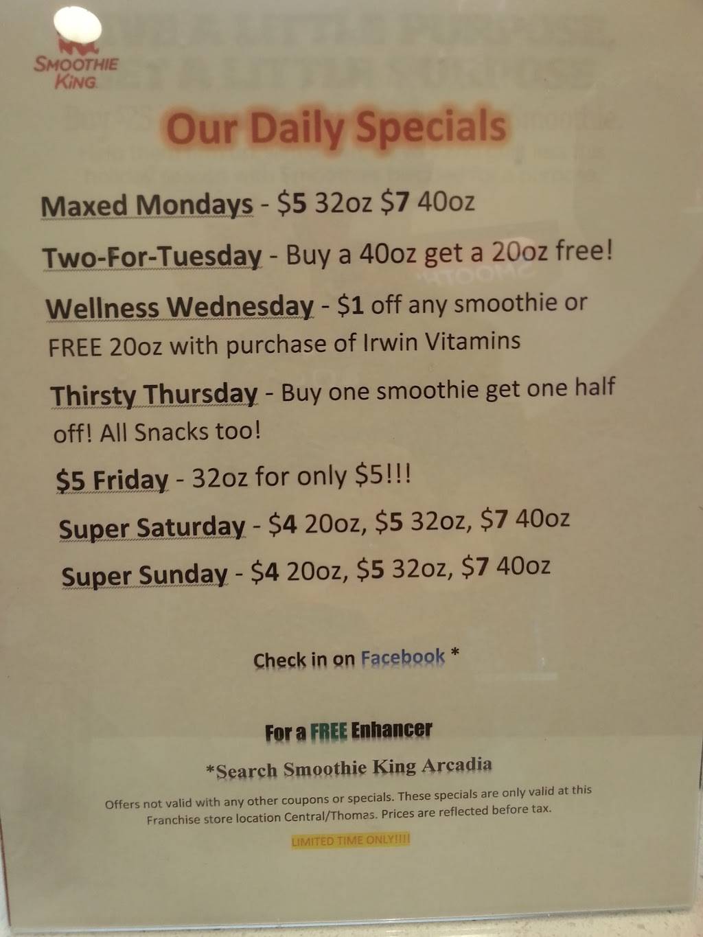 Smoothie King | restaurant | 5549 E Indian School Rd #101, Phoenix, AZ 85018, USA | 4808596000 OR +1 480-859-6000