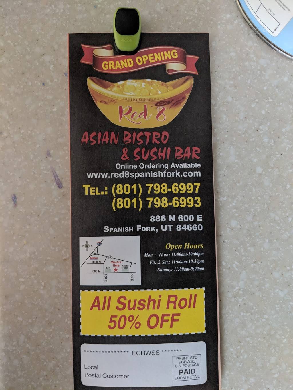 Red 8 Asian Bistro & Sushi Bar | restaurant | 886 N 600 E, Spanish Fork, UT 84660, USA | 8017986997 OR +1 801-798-6997