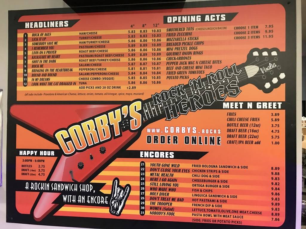 Corbys Rock n Roll Heroes | restaurant | 221 E Main St Ste B, Visalia, CA 93291, USA | 5594092436 OR +1 559-409-2436