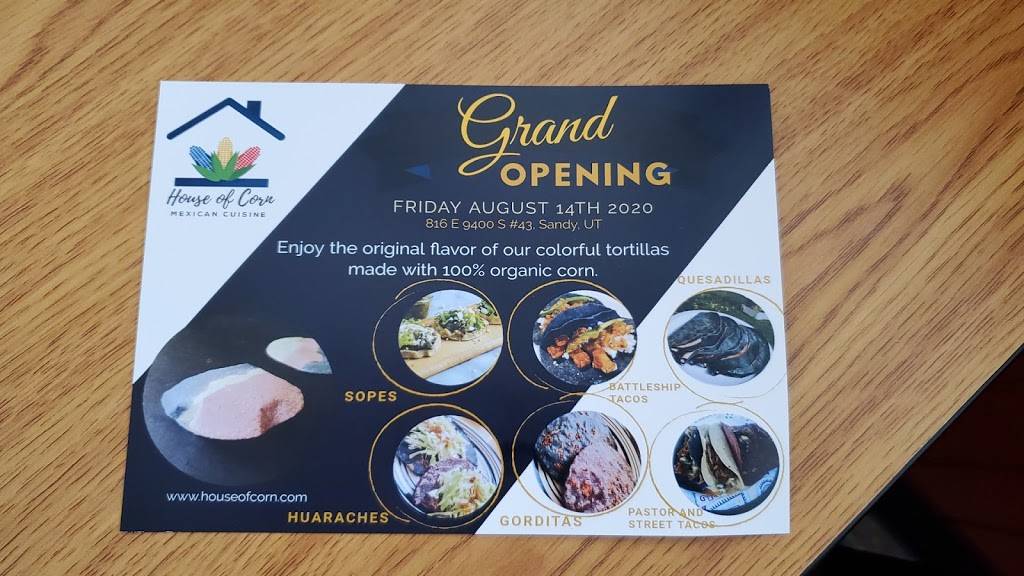 House of Corn Mexican Cuisine | restaurant | 816 E 9400 S, Sandy, UT 84094, USA | 8019309286 OR +1 801-930-9286
