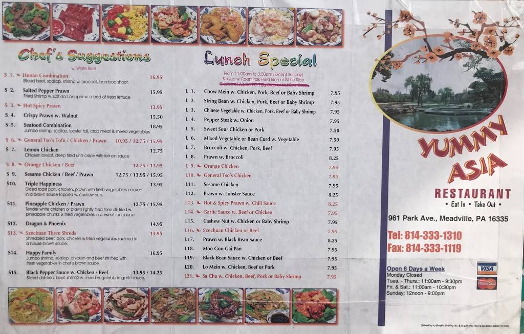 Yummy Asian Restaurant | restaurant | 961 Park Ave, Meadville, PA 16335, USA | 8143331310 OR +1 814-333-1310