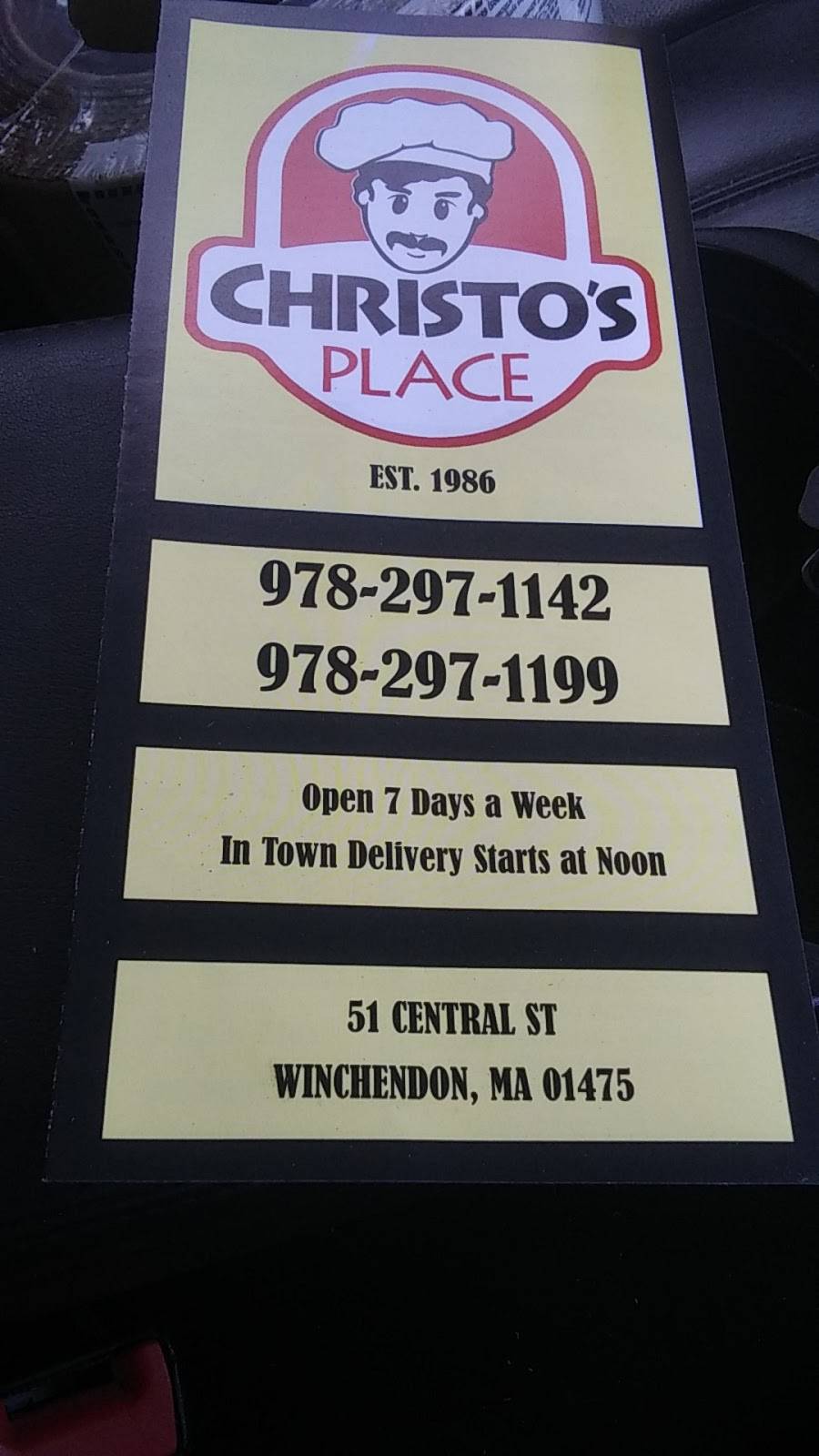 Christos Place | restaurant | 51 Central St, Winchendon, MA 01475, USA | 9782971142 OR +1 978-297-1142