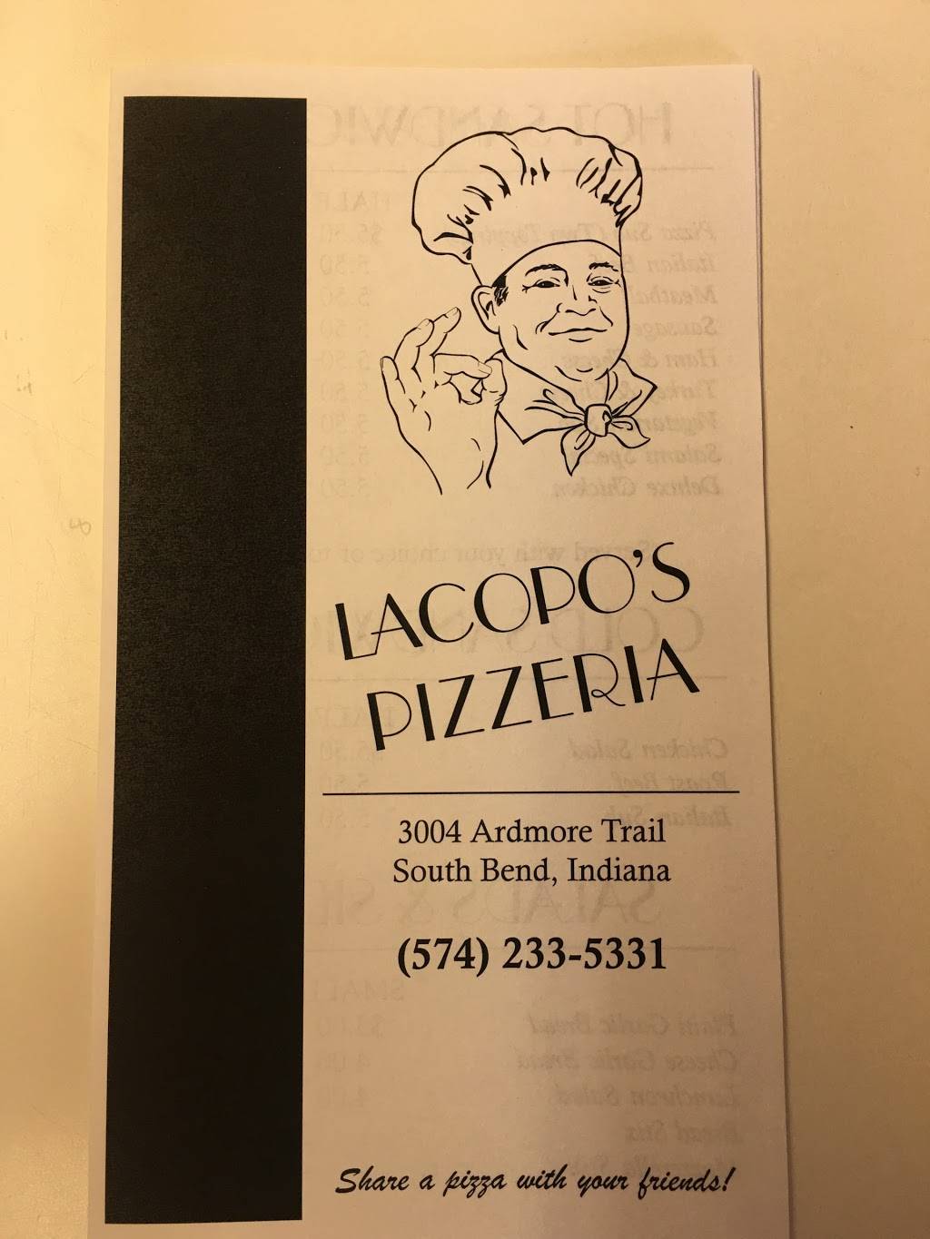 Lacopos Pizzeria | restaurant | 3004 Ardmore Trail, South Bend, IN 46628, USA | 5742335331 OR +1 574-233-5331
