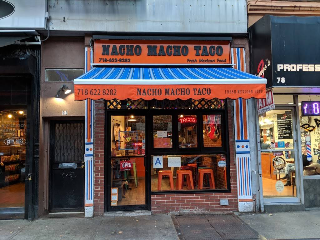 Nacho Macho Taco | restaurant | 82 5th Ave, Brooklyn, NY 11217, USA | 7186228282 OR +1 718-622-8282