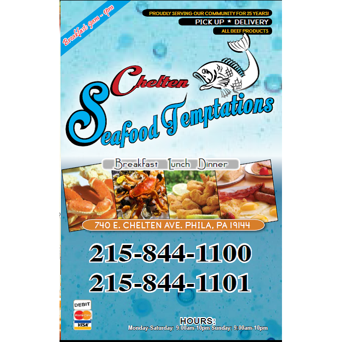 Seafood Temptation | restaurant | 740 E Chelten Ave, Philadelphia, PA 19144, USA | 2158441100 OR +1 215-844-1100
