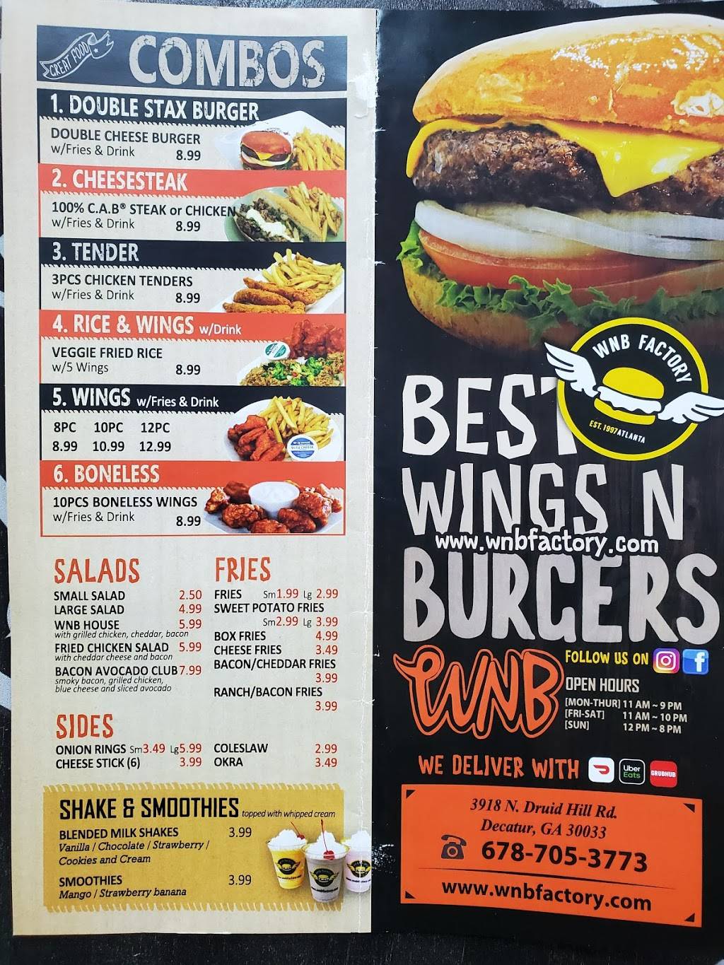 Wings and burger Decatur | restaurant | 3918 N Druid Hills Rd NE Suite C, Decatur, GA 30033, USA | 6787053773 OR +1 678-705-3773