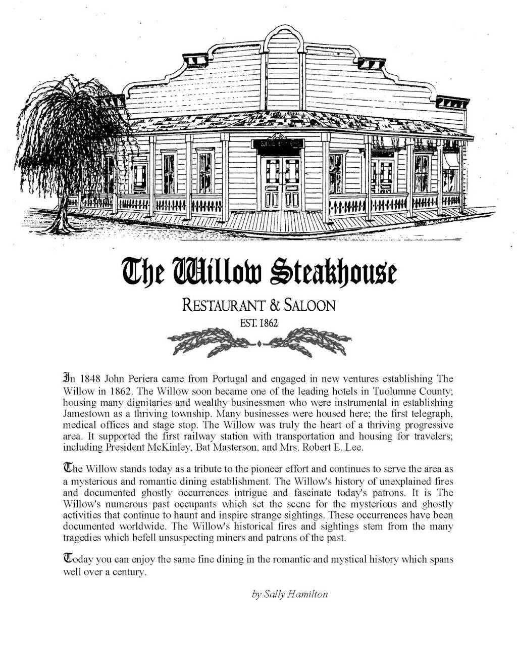 The Willow Steakhouse & Saloon | restaurant | 18273 Main St, Jamestown, CA 95327, USA | 2099843998 OR +1 209-984-3998