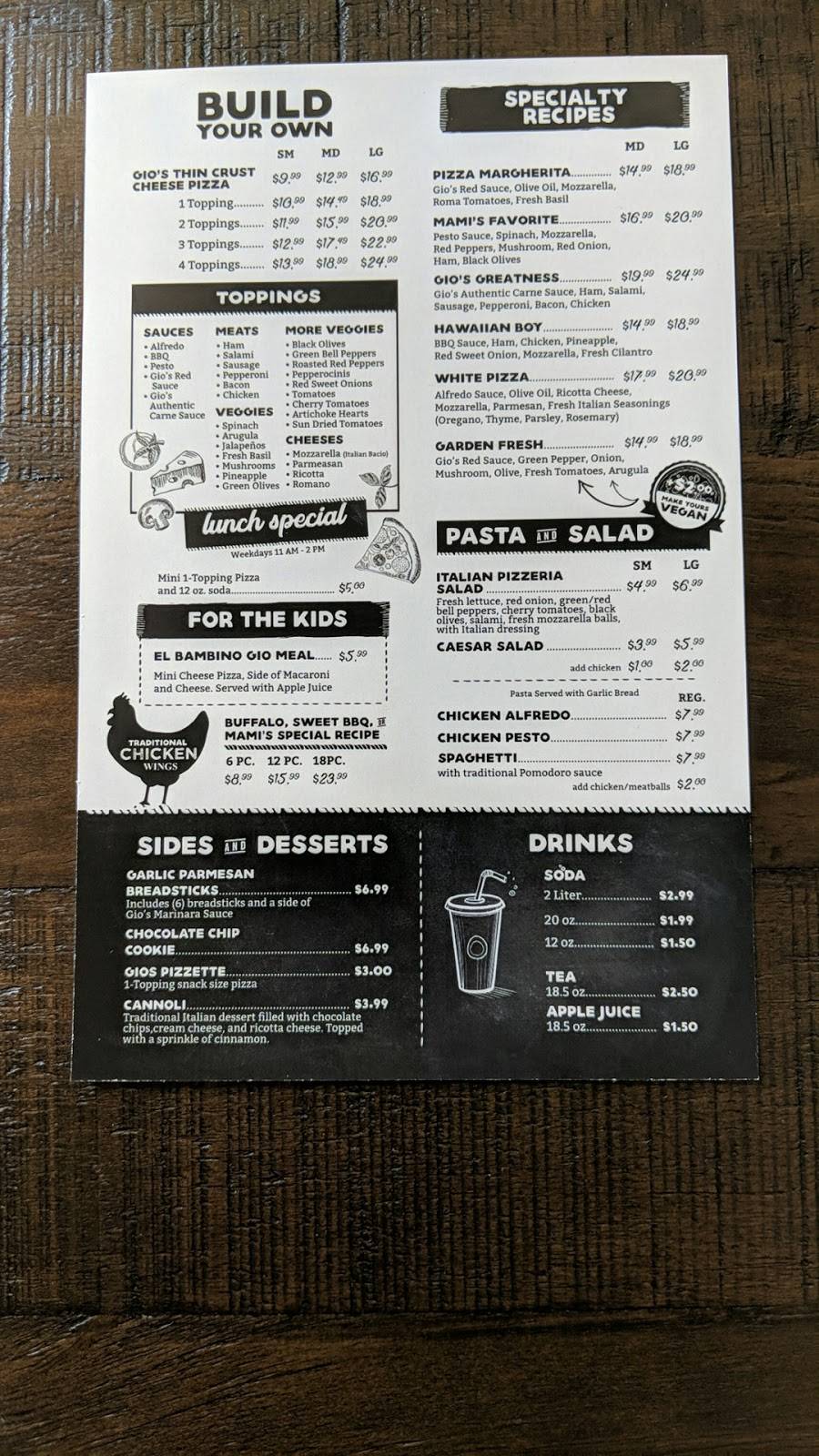 Gios Pizzeria | restaurant | 18285 Collier Ave #H, Lake Elsinore, CA 92530, USA | 9512452876 OR +1 951-245-2876