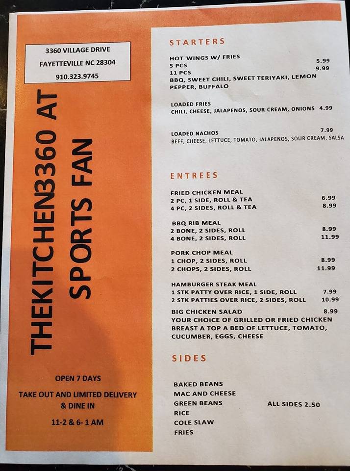 THE KITCHEN 3360 | restaurant | 3360A Village Dr, Fayetteville, NC 28314, USA | 9103239745 OR +1 910-323-9745
