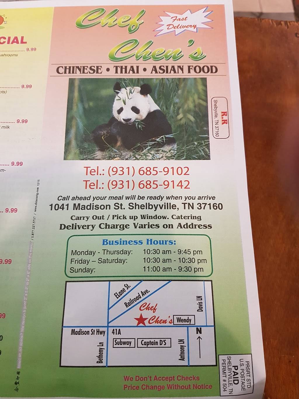 Chef Chens | restaurant | 1041 Madison St, Shelbyville, TN 37160, USA | 9316859102 OR +1 931-685-9102