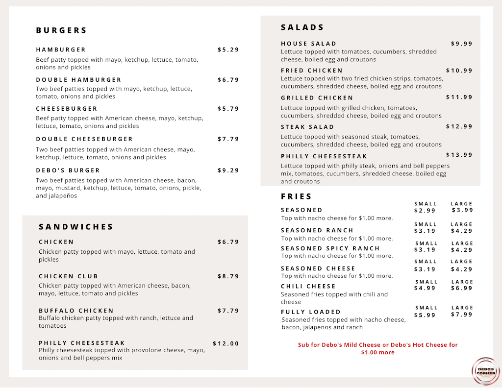 Debo’s Corner | restaurant | 1955 W Northside Dr Suite C, Jackson, MS 39213, USA | 7692683487 OR +1 769-268-3487