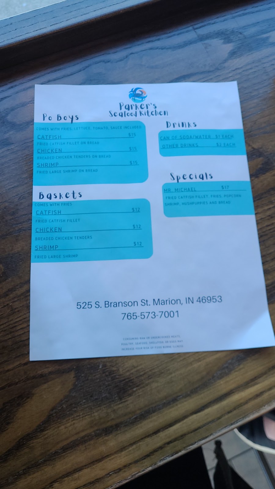 Parkers Seafood Kitchen | restaurant | 525 S Branson St, Marion, IN 46953, USA | 7655737001 OR +1 765-573-7001