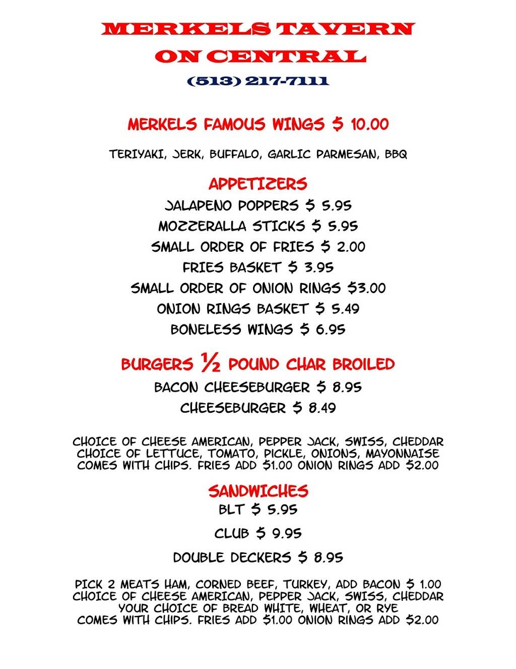 Merkels Tavern on Central | restaurant | 1224 Central Ave, Middletown, OH 45044, USA | 5132177111 OR +1 513-217-7111