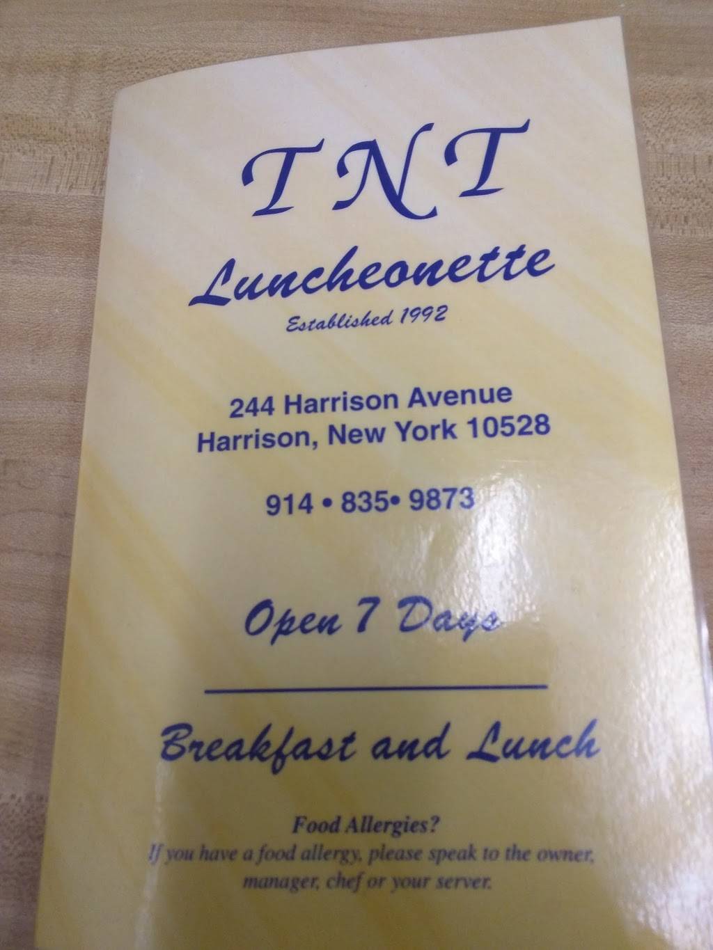 TNT Luncheonette Ltd | restaurant | 244 Harrison Ave, Harrison, NY 10528, USA | 9148359873 OR +1 914-835-9873