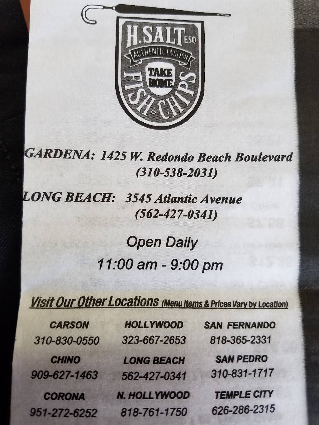 H Salt Fish & Chips | restaurant | 1425 W Redondo Beach Blvd, Gardena, CA 90247, USA | 3105382031 OR +1 310-538-2031