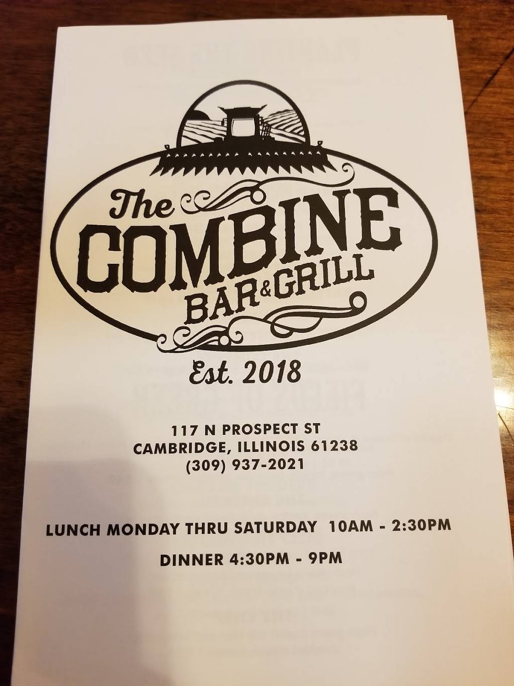 The Combine Bar and Grill | restaurant | 117 N Prospect St, Cambridge, IL 61238, USA | 3099372021 OR +1 309-937-2021