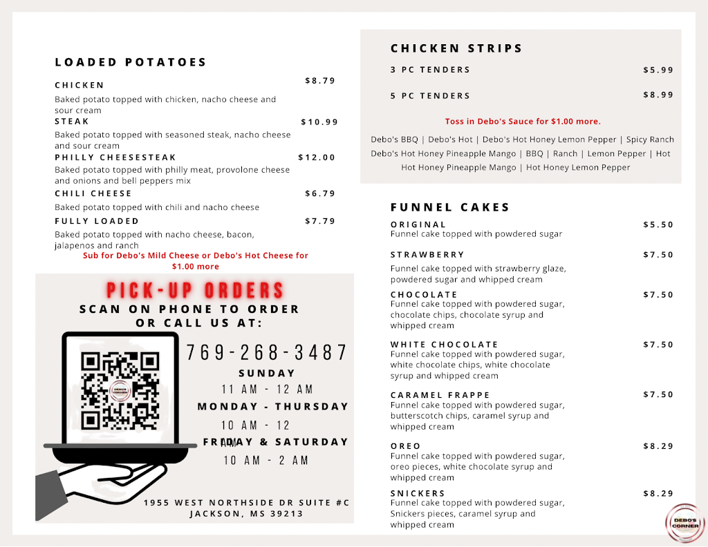 Debo’s Corner | restaurant | 1955 W Northside Dr Suite C, Jackson, MS 39213, USA | 7692683487 OR +1 769-268-3487