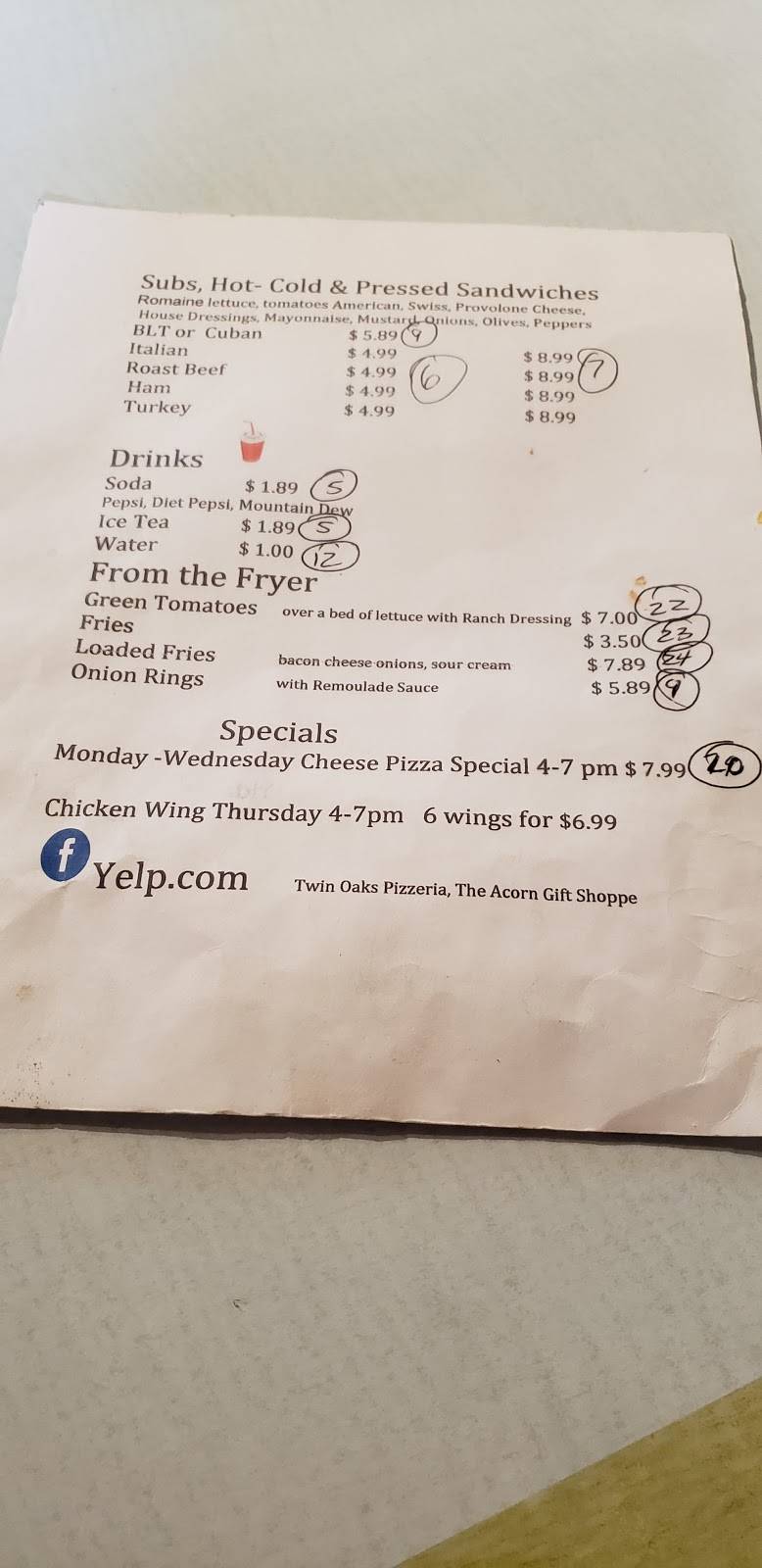 Twin Oaks Pizzeria, Deli | restaurant | 219 W Seminole Ave, Bushnell, FL 33513, USA | 3525694163 OR +1 352-569-4163