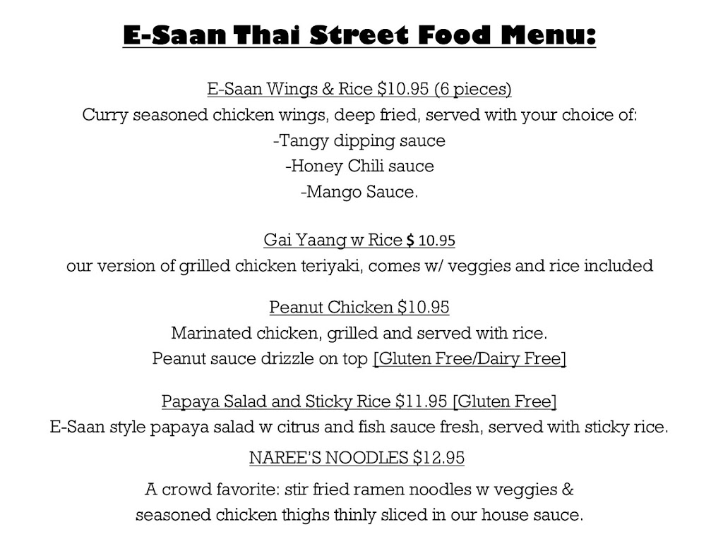 e-saan thai street food | restaurant | 501 S Palafox St Unit 1, Pensacola, FL 32502, USA | 8507414657 OR +1 850-741-4657