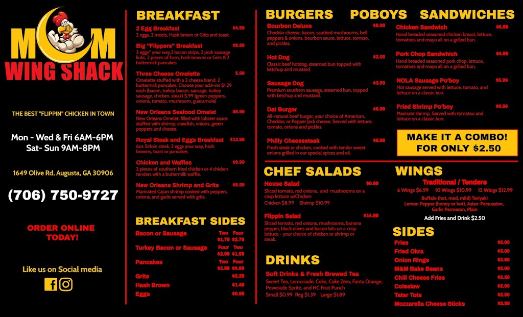 M&M Wing Shack | restaurant | 1649 Olive Rd Suite B, Augusta, GA 30904, USA | 7067509727 OR +1 706-750-9727