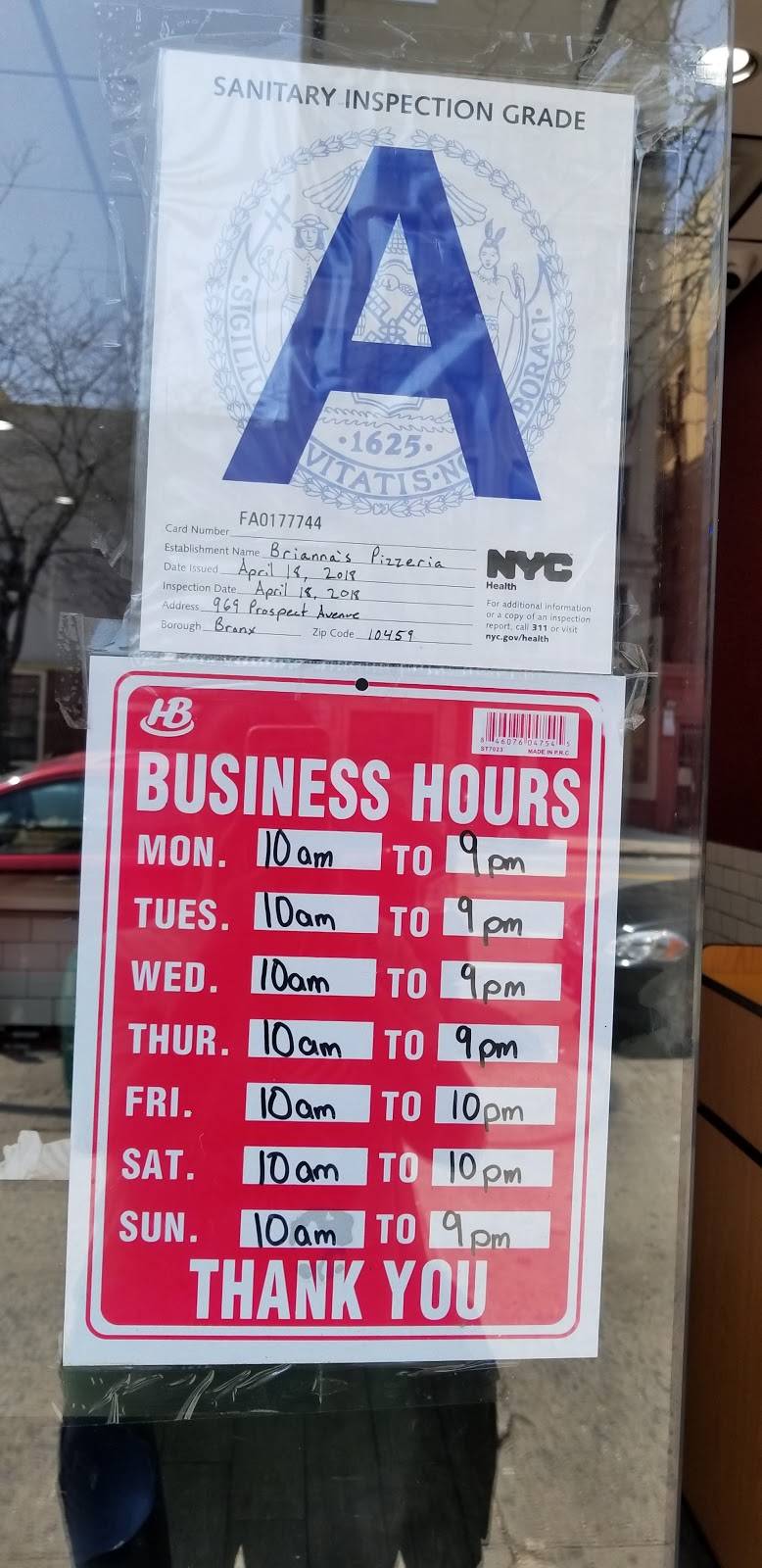 Briannas Pizzeria & Spanish Food | restaurant | 969 Prospect Ave, Bronx, NY 10459, USA | 7189425862 OR +1 718-942-5862