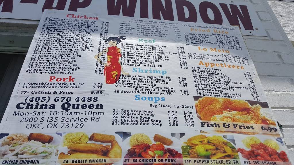 China Queen | restaurant | 6456, 2900 S I-35 Service Rd, Oklahoma City, OK 73129, USA | 4056704488 OR +1 405-670-4488