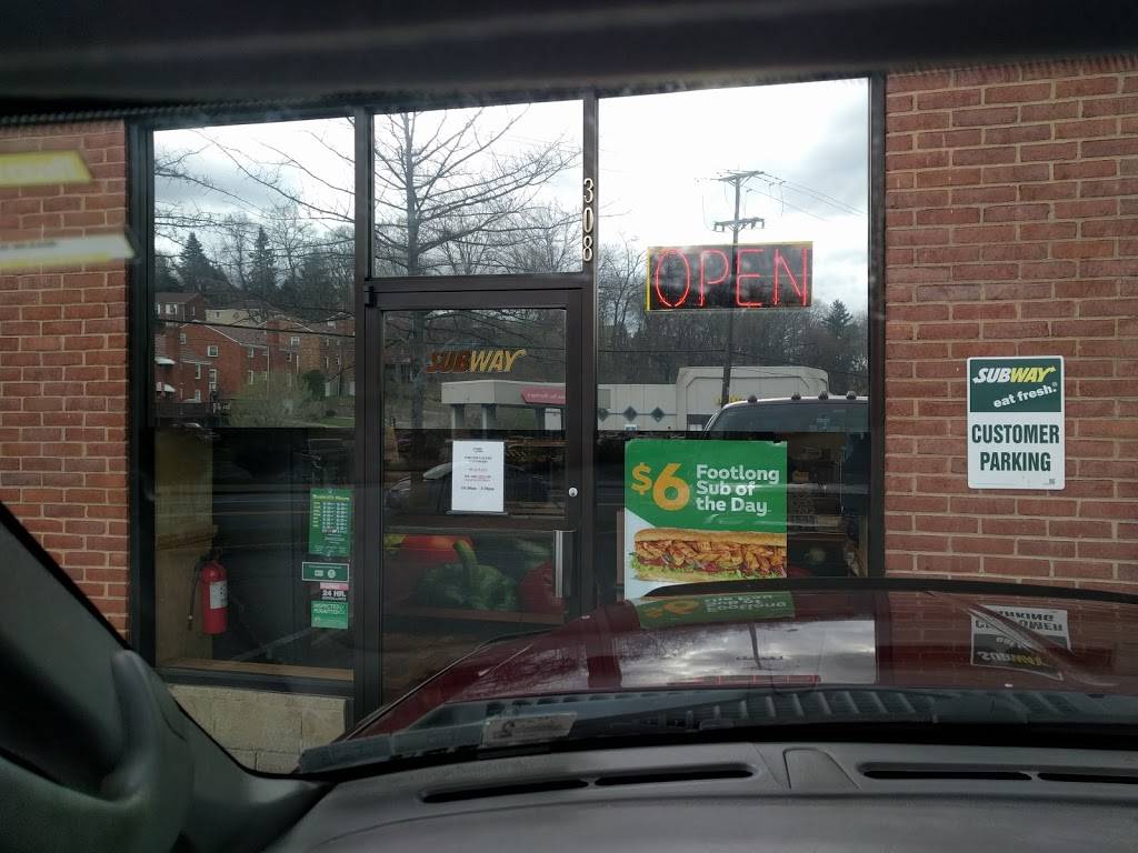 Subway Restaurants | restaurant | 308 Cochran Rd, Pittsburgh, PA 15228, USA | 4123439562 OR +1 412-343-9562