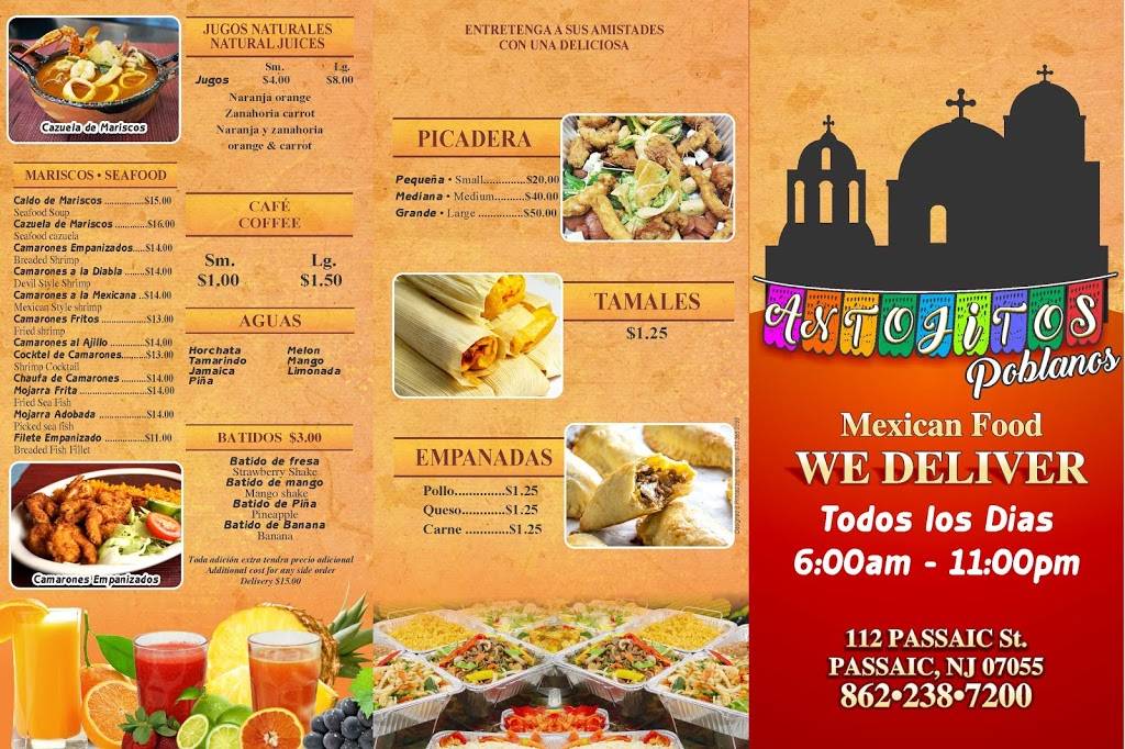 Antojitos poblanos | restaurant | 112 Passaic St, Passaic, NJ 07055, USA | 8622387200 OR +1 862-238-7200