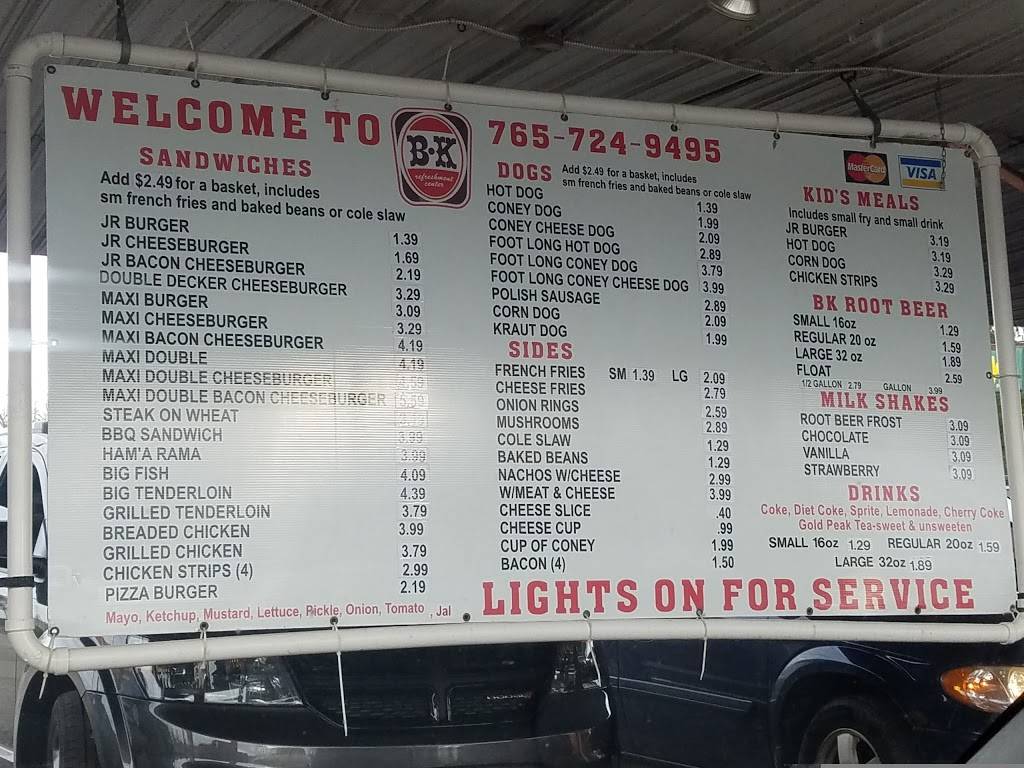 B & K Root Beer | restaurant | 1412 N Park Ave, Alexandria, IN 46001, USA | 7657249495 OR +1 765-724-9495