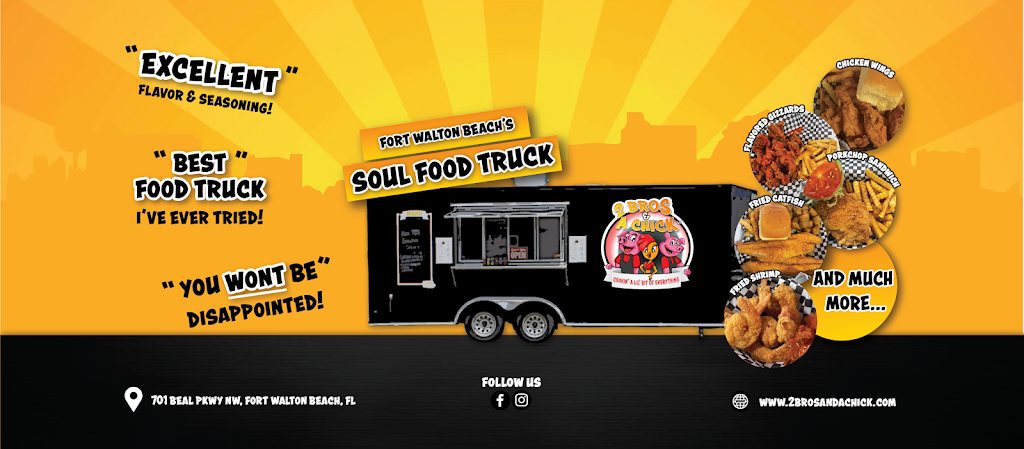2 Bros & A Chick | restaurant | 701 Beal Pkwy NW, Fort Walton Beach, FL 32547, USA | 8503629589 OR +1 850-362-9589