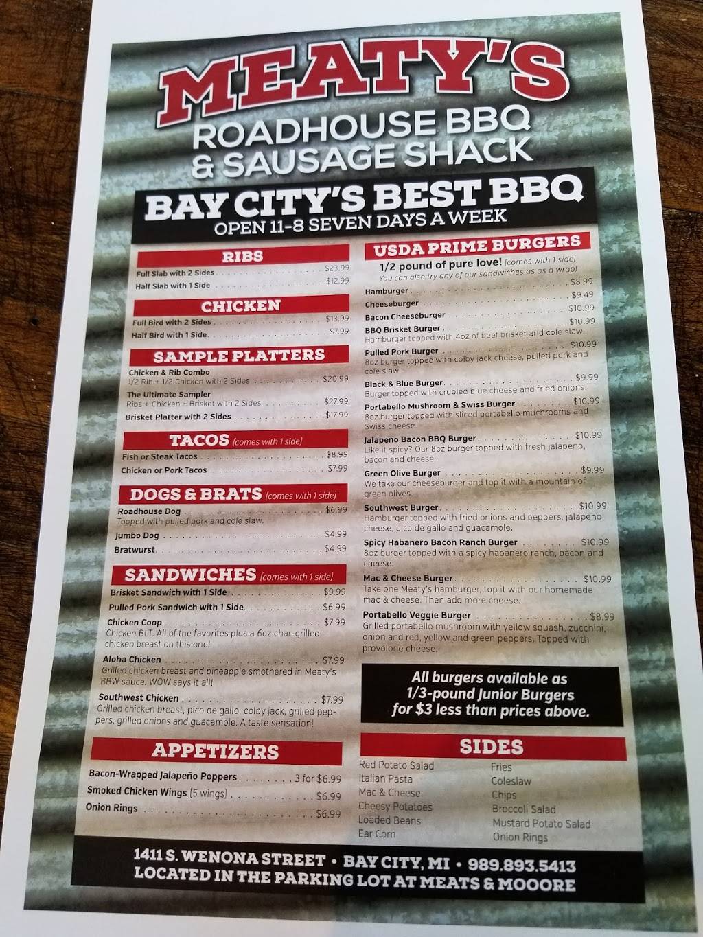 Meatys Roadhouse BBQ & Sausage Shack | restaurant | 1411 S Wenona St, Bay City, MI 48706, USA | 9898935413 OR +1 989-893-5413