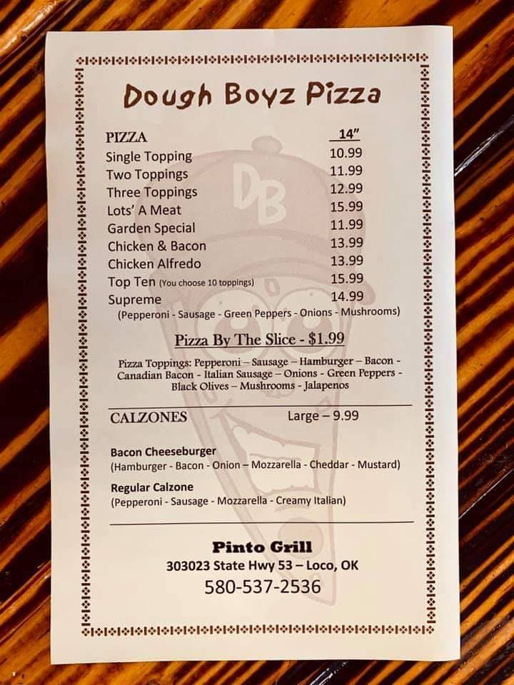 Pinto Grill | restaurant | 303023 OK-53, Loco, OK 73442, USA | 5805372536 OR +1 580-537-2536