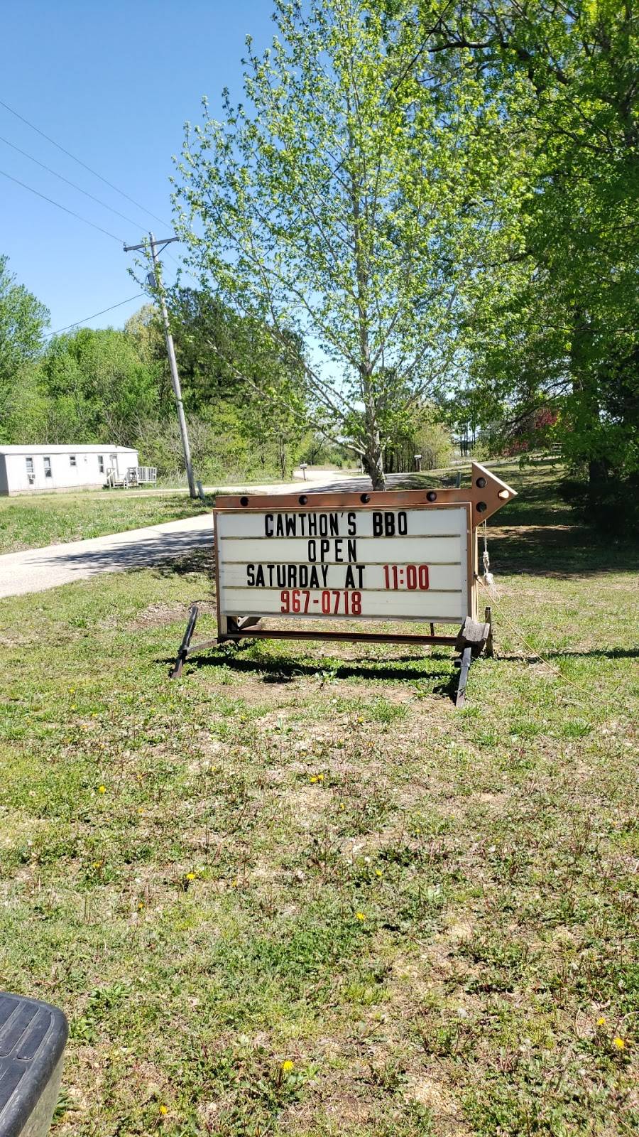 Cawthon Barbecue | restaurant | 5253 McCaney Mill Rd, Huron, TN 38345, United States | 7319670718 OR +1 731-967-0718
