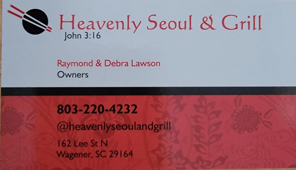 Heavenly Seoul and Grill | restaurant | 162 Lee St N, Wagener, SC 29164, USA | 8032204232 OR +1 803-220-4232