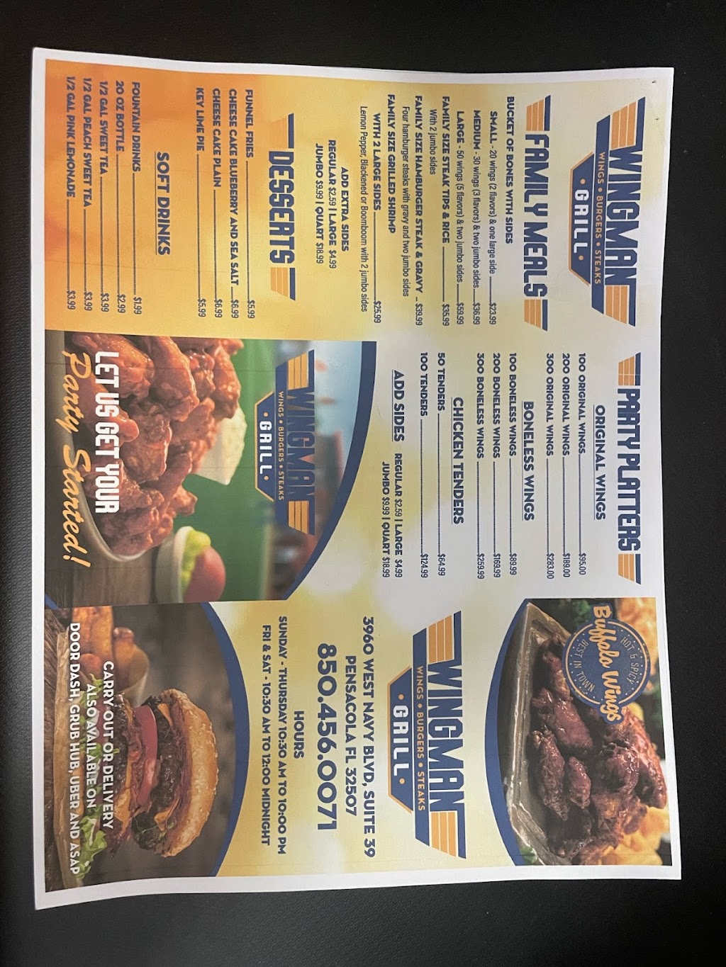 Wingman Grill | restaurant | 3960 W Navy Blvd Unit #39, Pensacola, FL 32507, USA | 8504560071 OR +1 850-456-0071