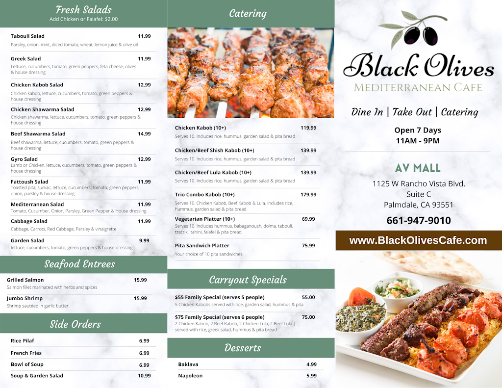 Black Olives Mediterranean Cafe | restaurant | 1125 W Rancho Vista Blvd Suite C, Palmdale, CA 93551, USA | 6619479010 OR +1 661-947-9010