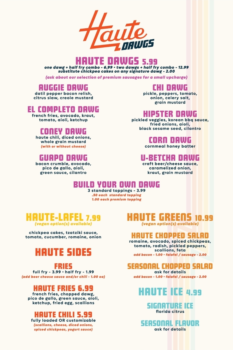 Haute Dawgs | restaurant | Garden Food Truck Park, 1480 Co Rd A1A, St. Augustine, FL 32080, USA | 9042178488 OR +1 904-217-8488