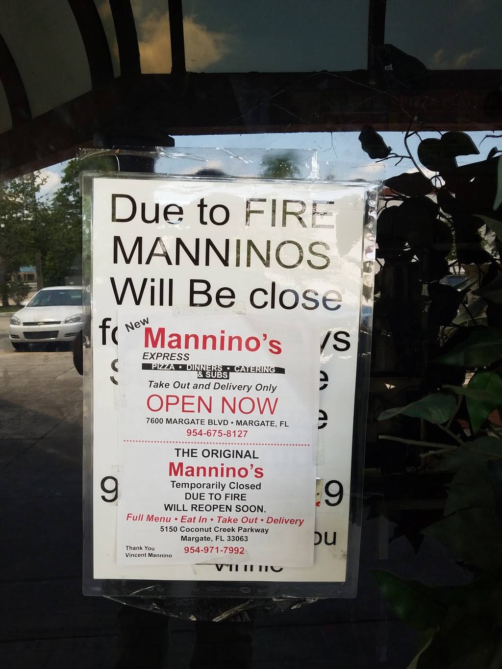 Manninos Pizzaria Restaurant | restaurant | 5150 Coconut Creek Pkwy, Margate, FL 33063, USA | 9549717992 OR +1 954-971-7992